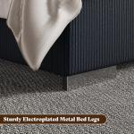 AMERLIFE Modern California King Size Bed Frame with Fireplace, Corduroy Upholstered Bed Frame with 60.4“ Extra Tall Headboard, Wingback Platform Bed Frame Wooden Slats/No Box Spring Needed, Black