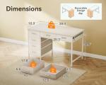 ODK Computer Desk with 6 Drawers, 40 Inch Small Desk with Storage, Reversible Desk with Headphone Hook for Home Office, Work Study Table for Bedroom, White