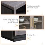 AMERLIFE Sideboard Buffet Cabinet with LED Lights, Mixed Color Accent Cabinet with Glass Doors and Adjustable Shelf, Hallway Storage Cabinets Console Table for Living Room, Dining Room, Black and Gray