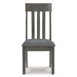 Signature Design by Ashley Hallanden Contemporary Dining Upholstered Side Chair, Set of 2, Armless, Comb Back Design, Wood Frame, Gray
