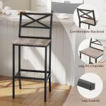 MAHANCRIS Bar Stools, Set of 2 Bar Chairs with Backrest and Footrest, 26" Tall Counter Bar Stools, Kitchen Breakfast Bar Chairs, Easy Assembly, for Dining Room, Greige BAHG0901N3