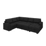 HONBAY Sectional Sleeper Sofa with Pull Out Bed, Sleeper Sectional Couch for Living Room, Sleeper Sofa Bed with Storage Chaise, Velvet Black