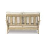 Signature Design by Ashley Clare View Coastal Outdoor Loveseat, Cushioned with Nuvella Fabric, Protective Finish, Eucalyptus Wood, 55.5" W x 35" D x 32" H, Beige