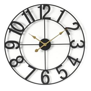 Large 24-Inch Black Wall Clock for Home Decor