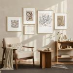 Framed Matisse Abstract Neutral Wall Art, 5 Piece Large Beige Canvas Prints Set, Modern Minimalist Geometric Botanical Paintings for Living Room, Bedroom, Hallway, Home Office, Guest Room
