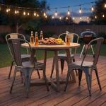 Set of 4 Stackable Metal Bistro Dining Chairs