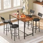 HOOBRO Bar Stools, Set of 2 Bar Stools with PU Upholstered, Bar Chairs with Footrest and Back, 26" Bar Stools for Kitchen Island, Dining Room, Easy to Assemble, Black BK31BY01G1