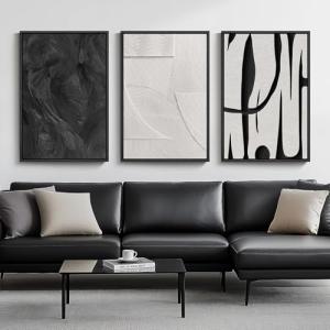 Large Framed Black and White Abstract Wall Art for Living Room, 3 Piece Canvas Prints Paintings Artwork for Walls, Modern Minimalist Black White Pictures for Hallway, Office Wall Decor 24x36 Inch
