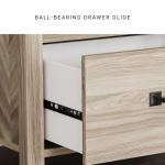 Signature Design by Ashley Battelle Mid-Century Modern Nightstand with Chevron Pattern, 2 Storage Drawers, Dark-Color Hardware, Wood, 24.5" High, Light Brown