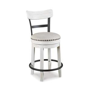 Signature Design by Ashley Valebeck 24.5" Modern Swivel Counter Height Barstool, Whitewash
