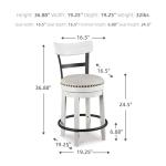 Signature Design by Ashley Valebeck 24.5" Modern Swivel Counter Height Barstool, Whitewash
