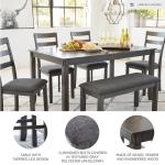 Signature Design by Ashley Bridson Modern 6 Piece Dining Set, Includes Dining Table, 4 Chairs & Bench, Gray