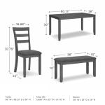 Signature Design by Ashley Bridson Modern 6 Piece Dining Set, Includes Dining Table, 4 Chairs & Bench, Gray