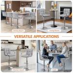 Yaheetech Modern Bar Stools Set of 2 Swivel Kitchen Stool Height Adjustable Square Counter Stool with Back&Armrest PU Leather Stool, Light Grey