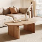 Honyee Modern Oval Coffee Table, Small Coffee Tables for Living Room - Oak Wood Top with Solid Legs, Wooden Center Table Easy Assembly for Living Room &Bedroom,Office, Natural