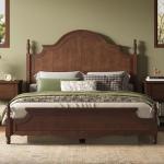 AMERLIFE Solid Wood California King Bed Frame with 55" Arched Headboard, Traditional Poster Bed with Wooden Slats Support, No Box Spring Needed, Easy Assembly, Dark Walnut