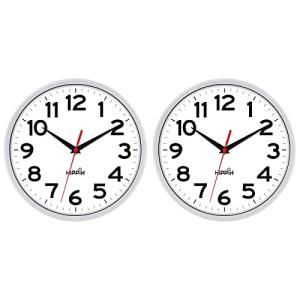 HIPPIH Wall Clock 2 Pack, 10 Inch Modern Wall Clocks Battery Operated, Non Ticking Silent Clock, Simple Small Analog Clocks for Living Room, Bedroom, School, Office Decor, Silver