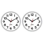 HIPPIH Wall Clock 2 Pack, 10 Inch Modern Wall Clocks Battery Operated, Non Ticking Silent Clock, Simple Small Analog Clocks for Living Room, Bedroom, School, Office Decor, Silver
