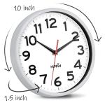 HIPPIH Wall Clock 2 Pack, 10 Inch Modern Wall Clocks Battery Operated, Non Ticking Silent Clock, Simple Small Analog Clocks for Living Room, Bedroom, School, Office Decor, Silver