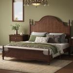 AMERLIFE Solid Wood California King Bed Frame with 55" Arched Headboard, Traditional Poster Bed with Wooden Slats Support, No Box Spring Needed, Easy Assembly, Dark Walnut