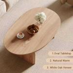 Honyee Modern Oval Coffee Table, Small Coffee Tables for Living Room - Oak Wood Top with Solid Legs, Wooden Center Table Easy Assembly for Living Room &Bedroom,Office, Natural