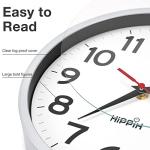 HIPPIH Wall Clock 2 Pack, 10 Inch Modern Wall Clocks Battery Operated, Non Ticking Silent Clock, Simple Small Analog Clocks for Living Room, Bedroom, School, Office Decor, Silver