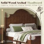 AMERLIFE Solid Wood California King Bed Frame with 55" Arched Headboard, Traditional Poster Bed with Wooden Slats Support, No Box Spring Needed, Easy Assembly, Dark Walnut