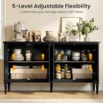 RoyalCraft 59" Buffet Cabinet with Storage, Vintage Sideboard with Adjustable Shelves & Carved Handle, Mid Century Modern Painted Credenza Coffee Bar for Kitchen, Dining Room, Satin Black