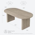GarveeHome Oval Dining Table for 6-8 People, Long Large Kitchen Table with Thick Sturdy Wooden Base, Farmhouse Dining Room Table for for Kitchen, Living Room, Office (70.87" Long,Gray)