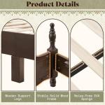 AMERLIFE Solid Wood California King Bed Frame with 55" Arched Headboard, Traditional Poster Bed with Wooden Slats Support, No Box Spring Needed, Easy Assembly, Dark Walnut