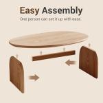 Honyee Modern Oval Coffee Table, Small Coffee Tables for Living Room - Oak Wood Top with Solid Legs, Wooden Center Table Easy Assembly for Living Room &Bedroom,Office, Natural