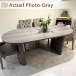 GarveeHome Oval Dining Table for 6-8 People, Long Large Kitchen Table with Thick Sturdy Wooden Base, Farmhouse Dining Room Table for for Kitchen, Living Room, Office (70.87" Long,Gray)