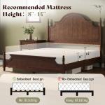 AMERLIFE Solid Wood California King Bed Frame with 55" Arched Headboard, Traditional Poster Bed with Wooden Slats Support, No Box Spring Needed, Easy Assembly, Dark Walnut