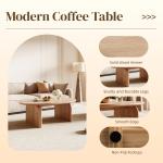 Honyee Modern Oval Coffee Table, Small Coffee Tables for Living Room - Oak Wood Top with Solid Legs, Wooden Center Table Easy Assembly for Living Room &Bedroom,Office, Natural