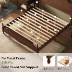 AMERLIFE Solid Wood California King Bed Frame with 55" Arched Headboard, Traditional Poster Bed with Wooden Slats Support, No Box Spring Needed, Easy Assembly, Dark Walnut