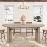 GarveeHome Oval Dining Table for 6-8 People, Long Large Kitchen Table with Thick Sturdy Wooden Base, Farmhouse Dining Room Table for for Kitchen, Living Room, Office (70.87" Long,Gray)