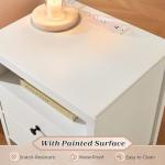 Huuger White Nightstand Set of 2, Night Stand with Charger Station, Bedside Table with 2 Drawers, Bed Side Tables for Bedroom, Modern Nightstands, Metal Knobs, Painted Surface
