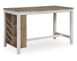 Signature Design by Ashley Skempton Farmhouse 36" Counter Height Dining Table with Storage & Wine Rack, Whitewash