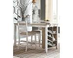 Signature Design by Ashley Skempton Farmhouse 36" Counter Height Dining Table with Storage & Wine Rack, Whitewash