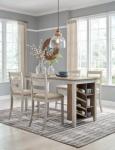 Signature Design by Ashley Skempton Farmhouse 36" Counter Height Dining Table with Storage & Wine Rack, Whitewash