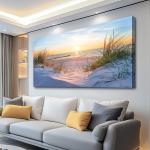Large Blue Ocean Landscape Canvas Wall Art