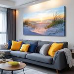 Large Blue Ocean Landscape Canvas Wall Art