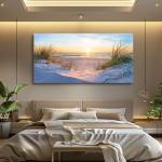 Large Blue Ocean Landscape Canvas Wall Art