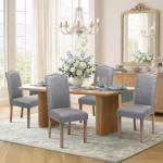 Set of 4 Smoky Grey Upholstered Dining Chairs