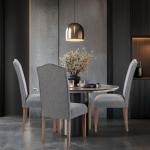Set of 4 Smoky Grey Upholstered Dining Chairs