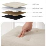 DUMOS 43in Foldable Storage Ottoman Bench, Storage Chest, Large End of Bed Foot Rest Stool with Padded Seat, Bedroom Bench for Living Room, Support 660lbs, Camel