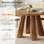 IDEALHOUSE 47" Round Dining Table for 4-6, Wood Kitchen Table with Sturdy Base, Farmhouse Circle Dinner Table for Dining Room, Living Room, 4 Strong Legs, Walnut