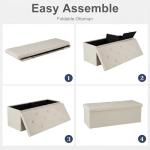 DUMOS 43in Foldable Storage Ottoman Bench, Storage Chest, Large End of Bed Foot Rest Stool with Padded Seat, Bedroom Bench for Living Room, Support 660lbs, Camel