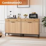 Mericonia Farmhouse Buffet Sideboard Cabinet with Storage, Fluted Coffee Bar with Doors and Adjustable Shelves, Modern Wood Cabinet for Kitchen, Livingroom (Fluted 2 Door, Natural)