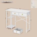 DAOUTIME White Computer Desk, 36 Inch Small Desk with Drawers, Home Office Desk with Storage Shelves for Bedroom, Living Room, Dorm, Vanity Desk for Small Spaces, White